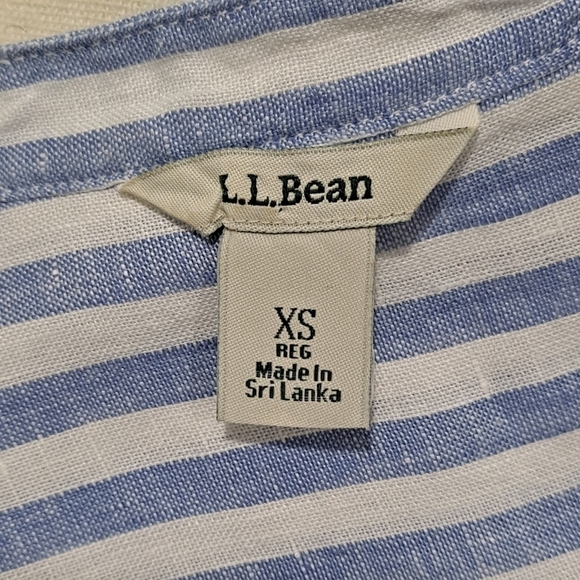 LL Bean Size XS 100% Linen blue and white striped tunic - Picture 6 of 9